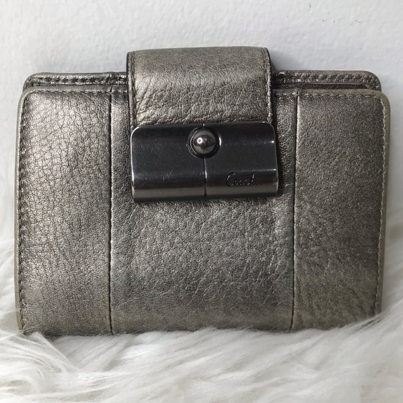 Coach Handbags - Coach Metallic Gold Leather Compact Wallet